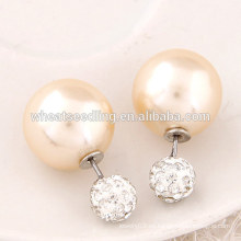 Jinhua más vendido de moda perla diseño doble cara niña pendiente